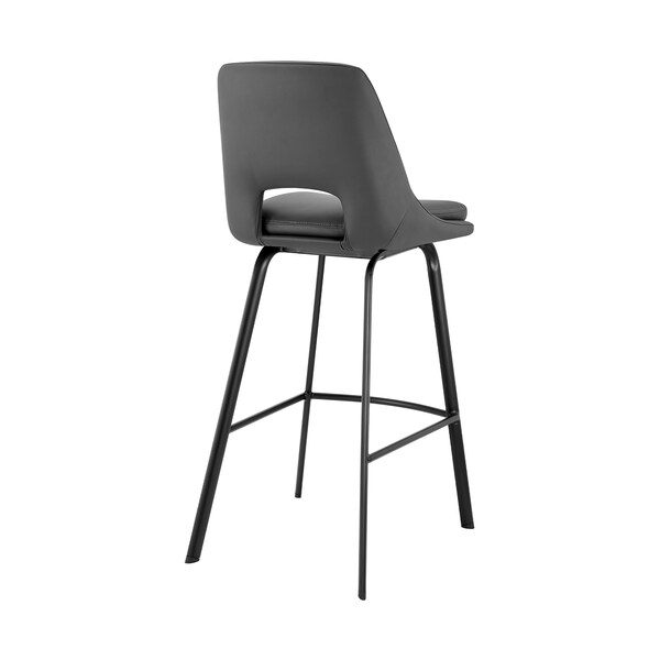 Armen Living Carise Gray Faux Leather and Black Metal Swivel 26" Counter Stool - LCCABABLGR26