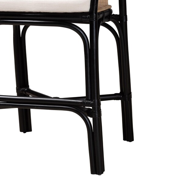 Bali & Pari Miranda Modern Bohemian Two-Tone Black and Natural Brown Rattan Counter Stool - 235-13347-ZORO