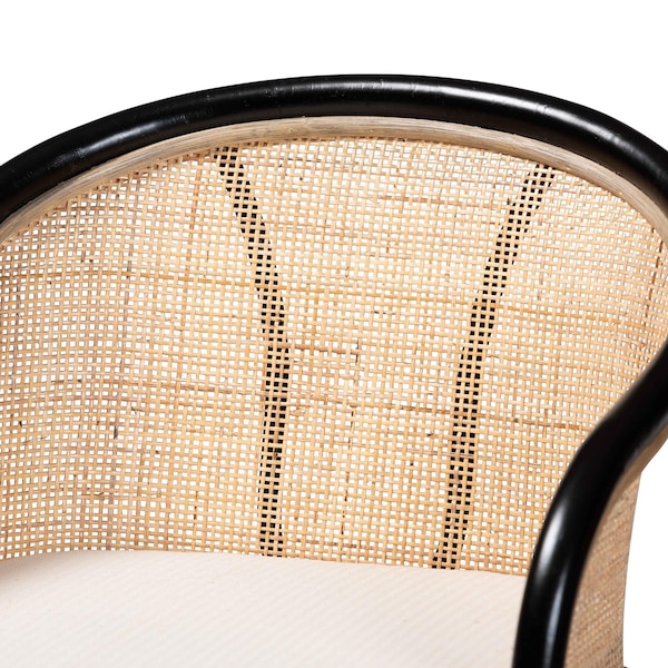 Bali & Pari Miranda Modern Bohemian Two-Tone Black and Natural Brown Rattan Counter Stool - 235-13347-ZORO
