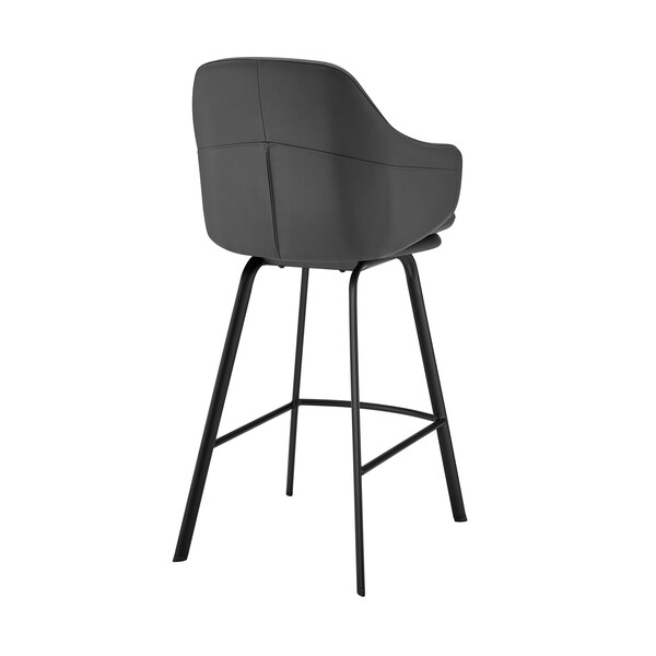 Armen Living Brigden Gray Faux Leather and Black Metal Swivel 26" Counter Stool - LCBRBABLGR26