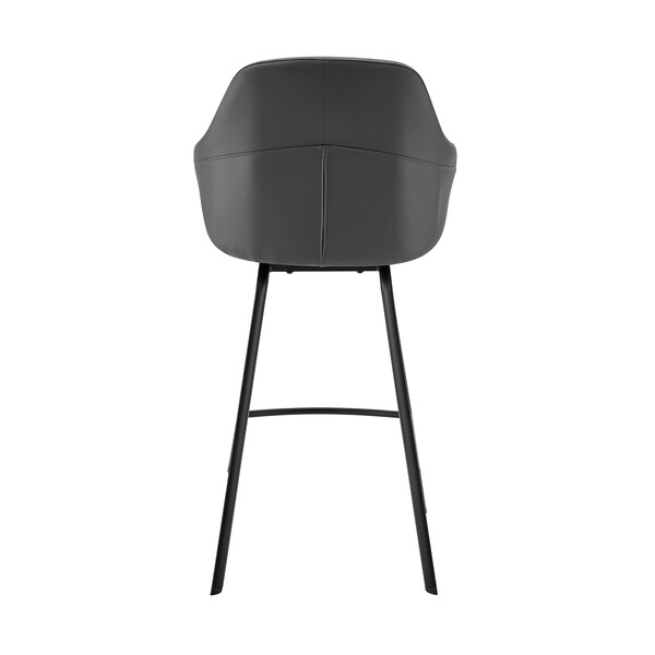 Armen Living Brigden Gray Faux Leather and Black Metal Swivel 26" Counter Stool - LCBRBABLGR26
