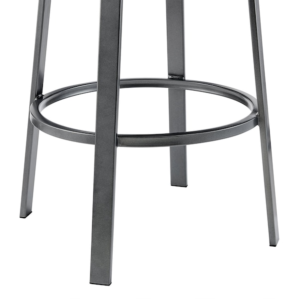 Armen Living Neura Swivel Counter or Bar Stool in Black Finish with Gray Faux Leather - 840254333499