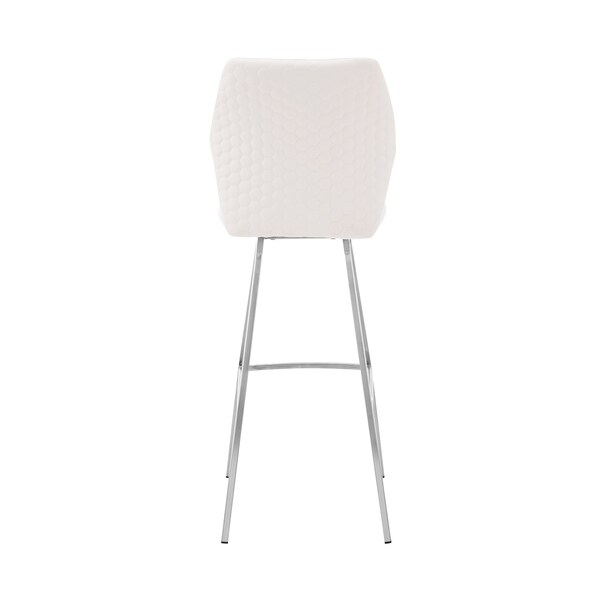 Armen Living Tandy White Faux Leather and Brushed Stainless Steel 26" Counter Stool - LCTNBABSWH26