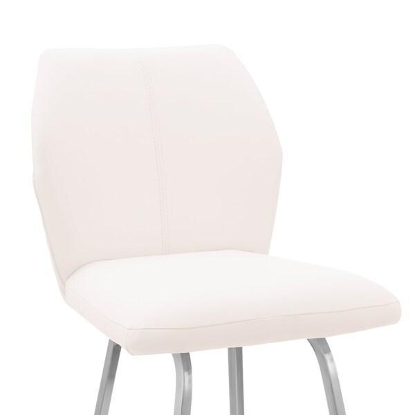 Armen Living Tandy White Faux Leather and Brushed Stainless Steel 26" Counter Stool - LCTNBABSWH26