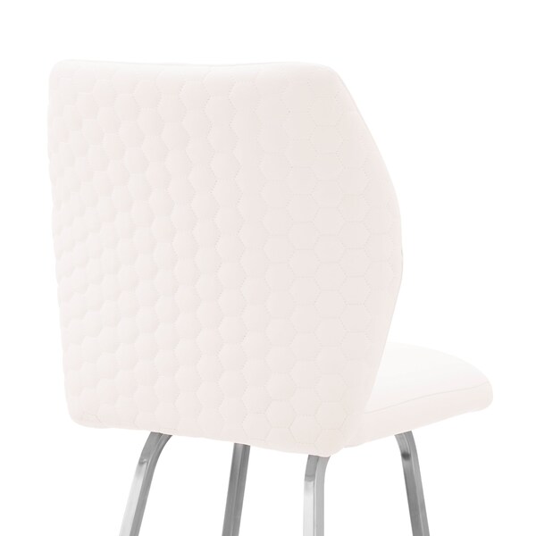 Armen Living Tandy White Faux Leather and Brushed Stainless Steel 26" Counter Stool - LCTNBABSWH26