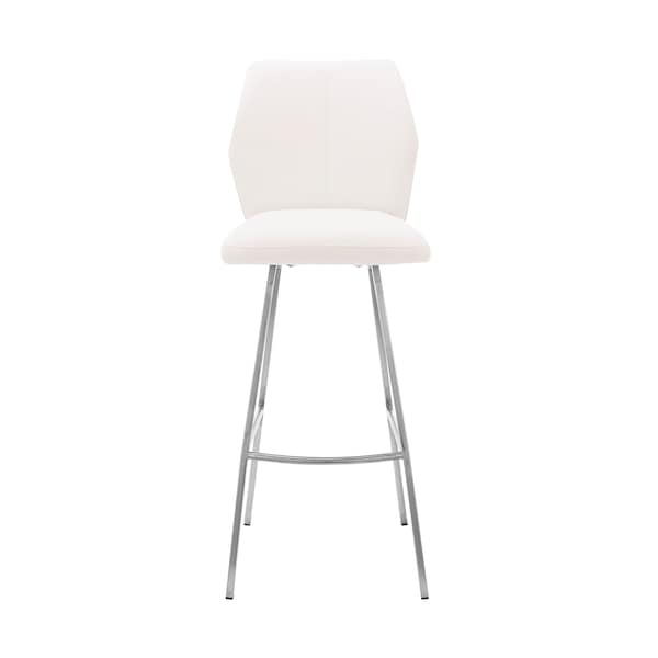 Armen Living Tandy White Faux Leather and Brushed Stainless Steel 26" Counter Stool - LCTNBABSWH26