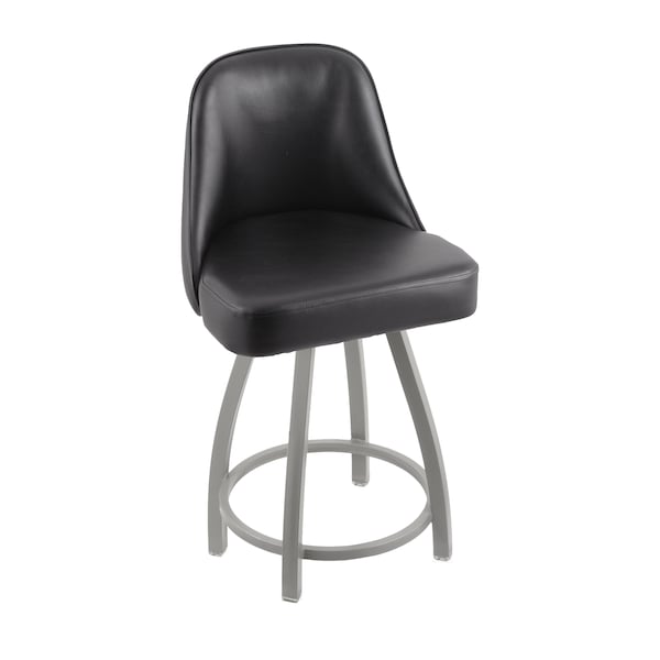 Holland Bar Stool Co Grizzly 25" Swivel Counter Stool, Nickel Finish, Black Vinyl Seat - 84025ANBLKVINYL