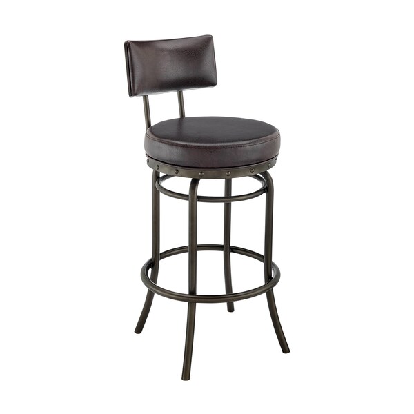Armen Living Rees Swivel Counter or Bar Stool in Mocha Finish with Brown Faux Leather - 840254333635
