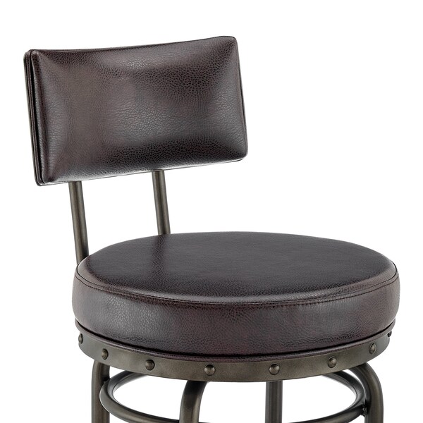Armen Living Rees Swivel Counter or Bar Stool in Mocha Finish with Brown Faux Leather - 840254333635