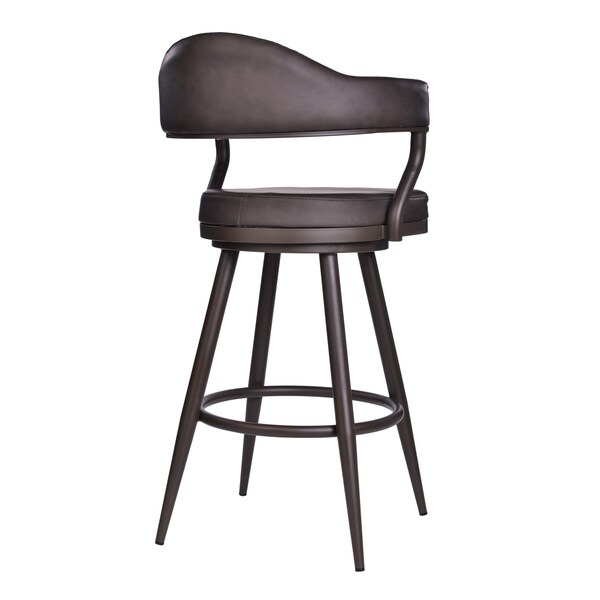 Armen Living Justin 26" Counter Height Swivel Vintage Brown Faux Leather Bar Stool with Brown Metal Legs - LCJTBABRBR26