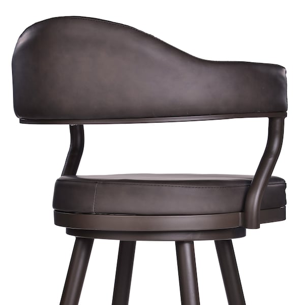 Armen Living Justin 26" Counter Height Swivel Vintage Brown Faux Leather Bar Stool with Brown Metal Legs - LCJTBABRBR26