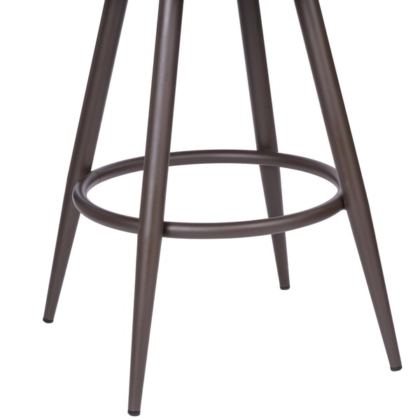 Armen Living Justin 26" Counter Height Swivel Vintage Brown Faux Leather Bar Stool with Brown Metal Legs - LCJTBABRBR26