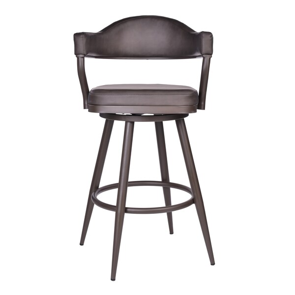 Armen Living Justin 26" Counter Height Swivel Vintage Brown Faux Leather Bar Stool with Brown Metal Legs - LCJTBABRBR26