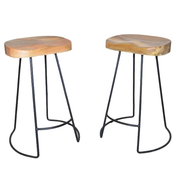 Guest Room 25 in. Saga Counter Stool Natural & Black - GU2549232