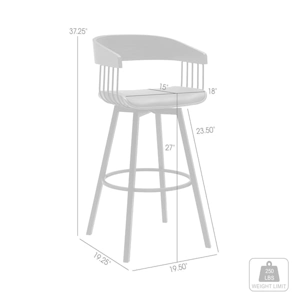 Armen Living Athena 27in Swivel Walnut Wood Counter Stool in Cream Faux Leather with Black Metal - LCATBAWACR26