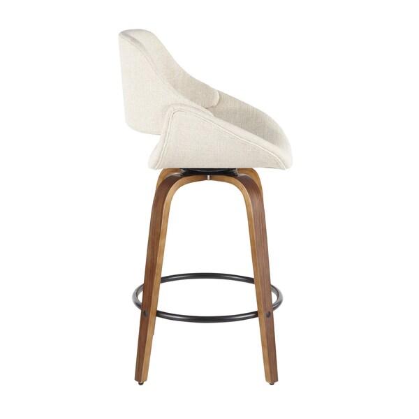 Lumisource Fabrico Counter Stool in Walnut and Cream Fabric, PK 2 - B26-FBCO2Q WLCR2