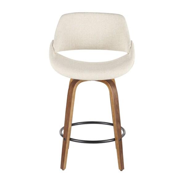 Lumisource Fabrico Counter Stool in Walnut and Cream Fabric, PK 2 - B26-FBCO2Q WLCR2