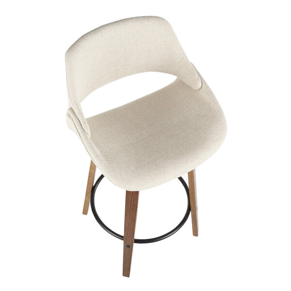 Lumisource Fabrico Counter Stool in Walnut and Cream Fabric, PK 2 - B26-FBCO2Q WLCR2