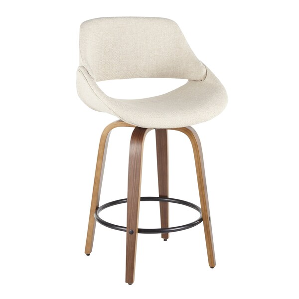 Lumisource Fabrico Counter Stool in Walnut and Cream Fabric, PK 2 - B26-FBCO2Q WLCR2