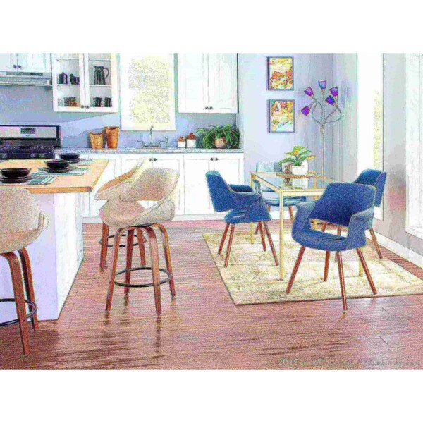 Lumisource Fabrico Counter Stool in Walnut and Cream Fabric, PK 2 - B26-FBCO2Q WLCR2