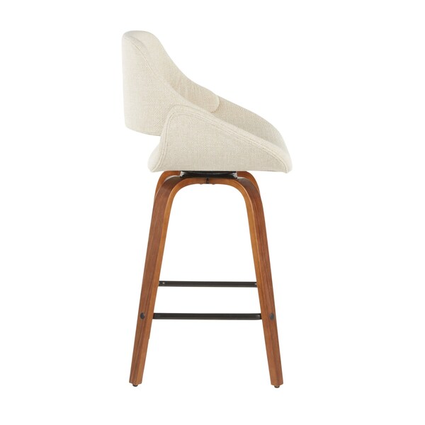 Lumisource Fabrico Counter Stool in Walnut and Cream Fabric, PK 2 - B26-FBCO2X WLCR2