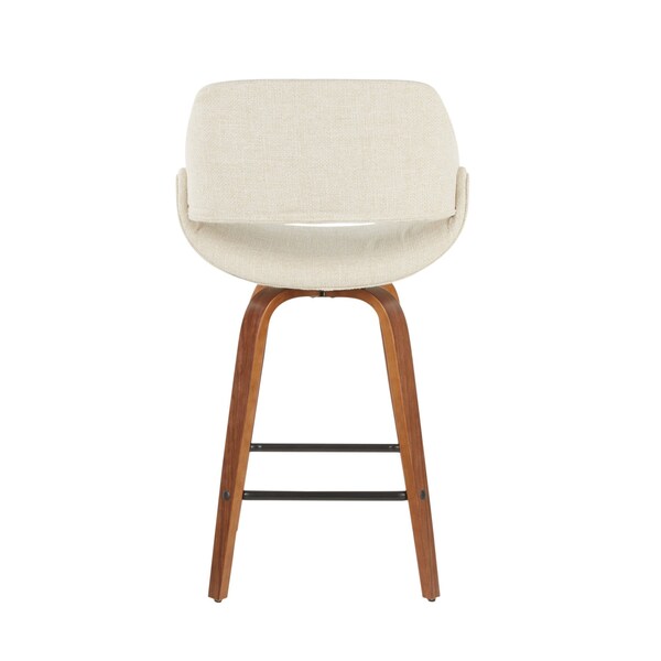 Lumisource Fabrico Counter Stool in Walnut and Cream Fabric, PK 2 - B26-FBCO2X WLCR2
