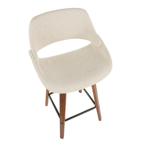 Lumisource Fabrico Counter Stool in Walnut and Cream Fabric, PK 2 - B26-FBCO2X WLCR2