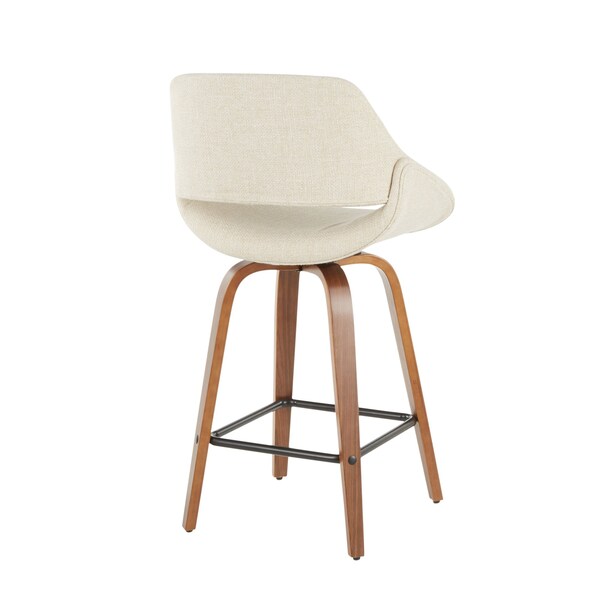 Lumisource Fabrico Counter Stool in Walnut and Cream Fabric, PK 2 - B26-FBCO2X WLCR2