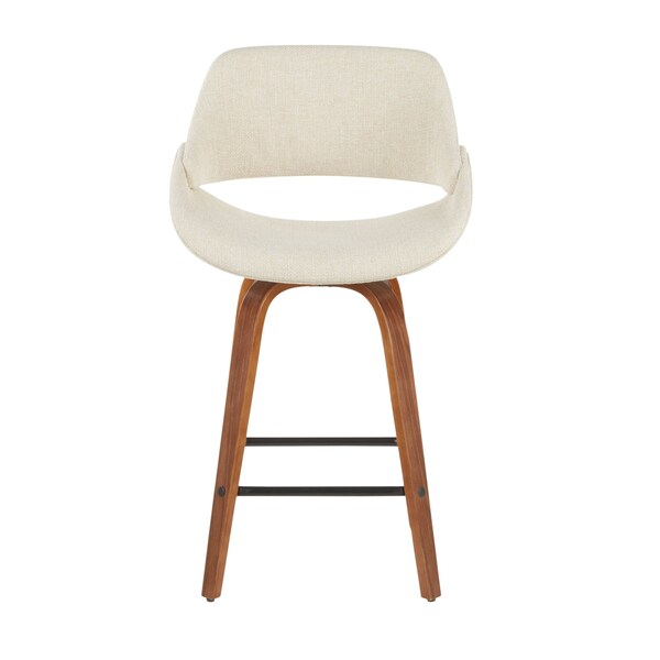 Lumisource Fabrico Counter Stool in Walnut and Cream Fabric, PK 2 - B26-FBCO2X WLCR2