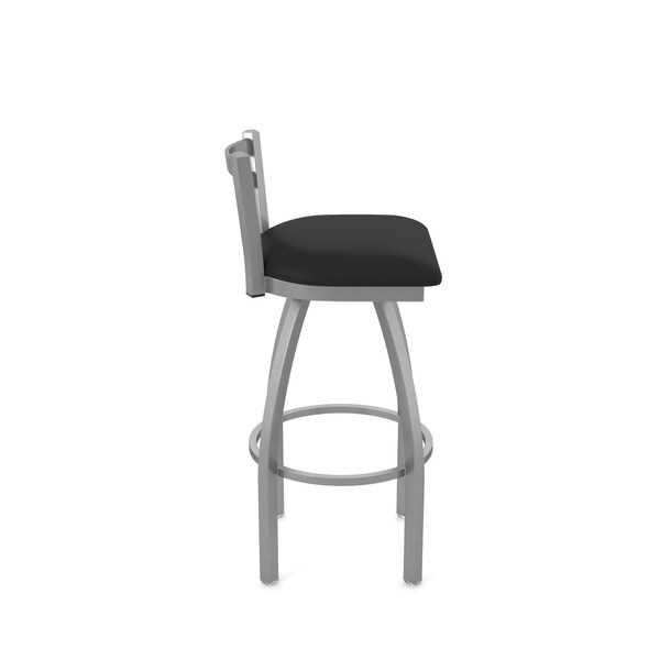 Holland Bar Stool Co OD411 Jackie Low Back Stainless Steel 25 Swivel Outdoor Counter Stool with Breeze Black Seat - OD41125SSOD004