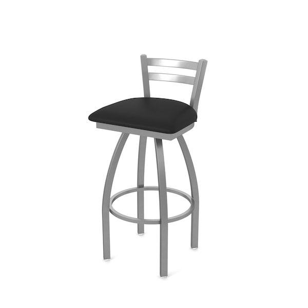 Holland Bar Stool Co OD411 Jackie Low Back Stainless Steel 25 Swivel Outdoor Counter Stool with Breeze Black Seat - OD41125SSOD004