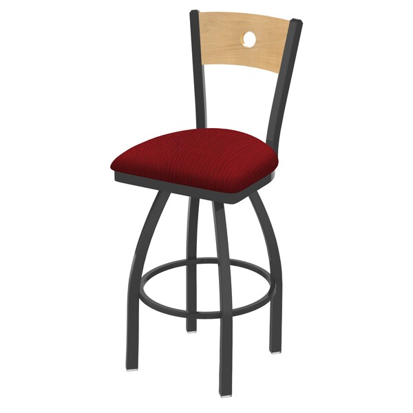 Holland Bar Stool Co 25" Swivel Counter Stool, Pewter Finish, Nat Back, Graph Ruby Seat - 83025PWNATMPLB016