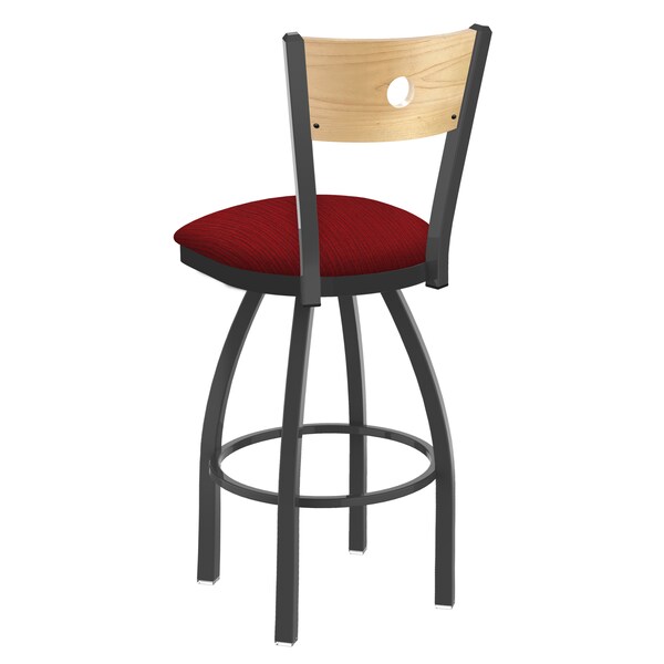 Holland Bar Stool Co 25" Swivel Counter Stool, Pewter Finish, Nat Back, Graph Ruby Seat - 83025PWNATMPLB016