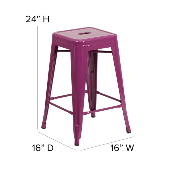 Flash Furniture 24" High Backless Purple Counter Height Stool - ET-BT3503-24-PUR-GG