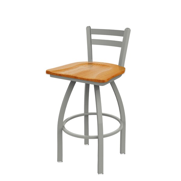 Holland Bar Stool Co 25" Low Back Swivel Counter Stool, Nickel Finish, Med Oak Seat - 41125ANMEDOAK