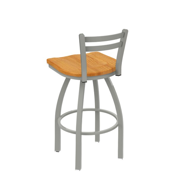 Holland Bar Stool Co 25" Low Back Swivel Counter Stool, Nickel Finish, Med Oak Seat - 41125ANMEDOAK