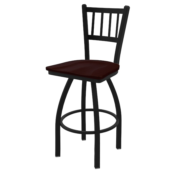 Holland Bar Stool Co 25" Swivel Counter Stool, Black Wrinkle, Dark Cherry Oak Seat - 81025BWDCOAK