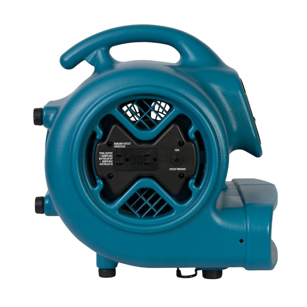 Xpower Air Mover W/ GFCI Power Outlets for Daisy Chain, 1/3 HP, 2400 CFM, 3.8 Amps, 4 Positions, 3 Speeds - X-600A BLUE