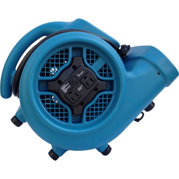 Xpower Air Mover W/ Power Outlets for Daisy Chain, 1/4 HP, 1600 CFM, 3 Amps, 4 Positions, 3 Speeds - X-400A