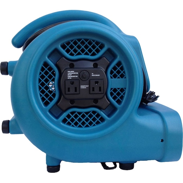 Xpower Air Mover W/ Power Outlets for Daisy Chain, 1/4 HP, 1600 CFM, 3 Amps, 4 Positions, 3 Speeds - X-400A