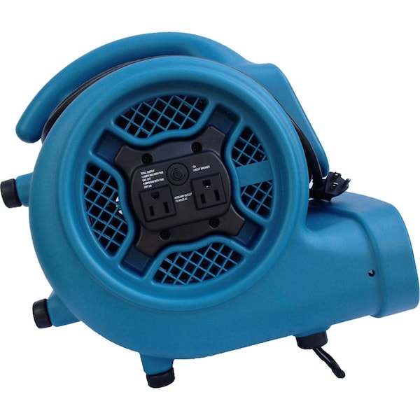 Xpower Air Mover W/ Power Outlets for Daisy Chain, 1/4 HP, 1600 CFM, 3 Amps, 4 Positions, 3 Speeds - X-400A