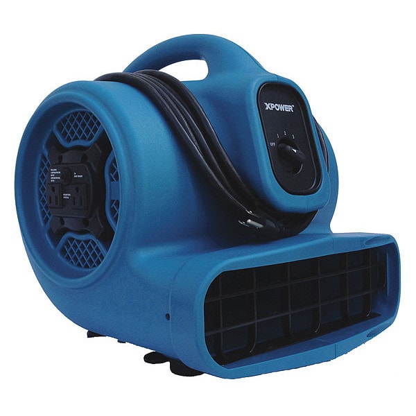 Xpower Air Mover W/ Power Outlets for Daisy Chain, 1/4 HP, 1600 CFM, 3 Amps, 4 Positions, 3 Speeds - X-400A