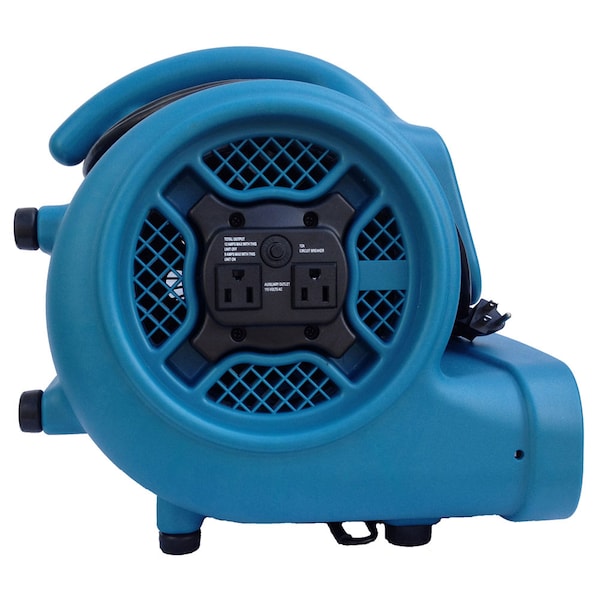 Xpower Air Mover W/ Power Outlets for Daisy Chain, 1/4 HP, 1600 CFM, 3 Amps, 4 Positions, 3 Speeds - X-400A