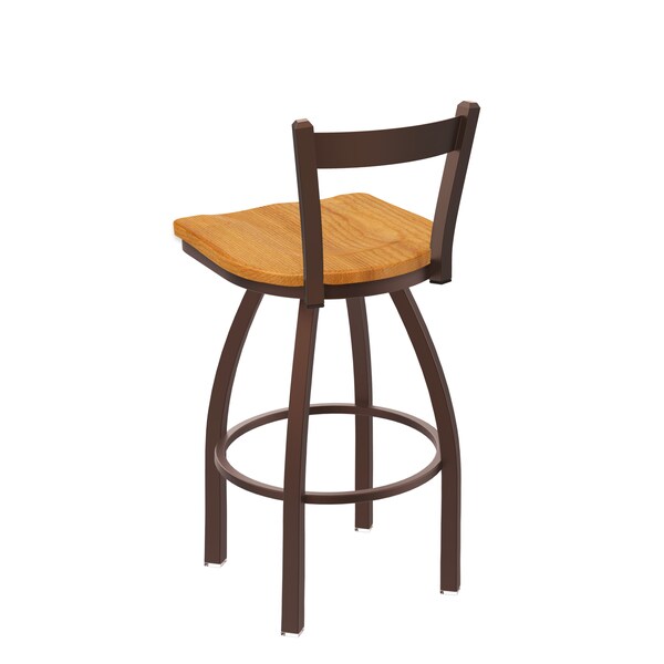 Holland Bar Stool Co 25" Low Back Swivel Counter Stool, Bronze Finish, Med Oak Seat - 82125BZMEDOAK