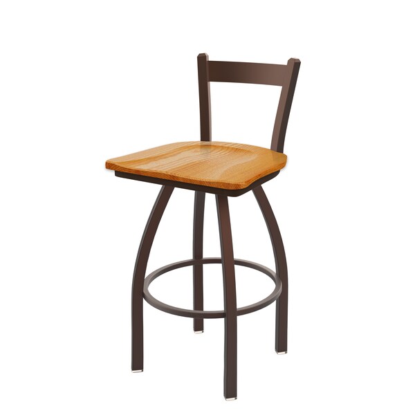 Holland Bar Stool Co 25" Low Back Swivel Counter Stool, Bronze Finish, Med Oak Seat - 82125BZMEDOAK