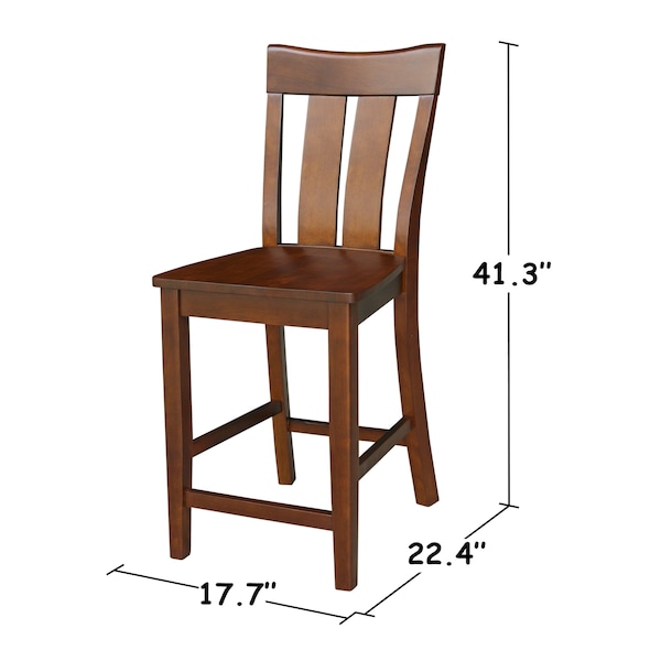 International Concepts Ava Solid Wood Counter Height Bar Stool - 24" Seat Height - Espresso - S581-132