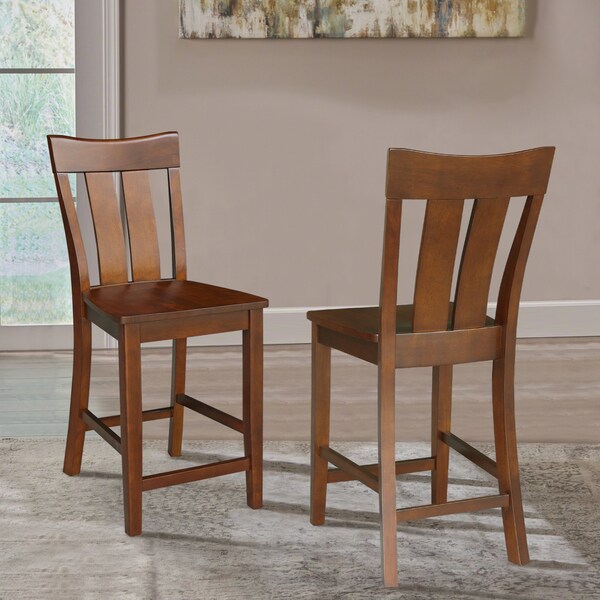 International Concepts Ava Solid Wood Counter Height Bar Stool - 24" Seat Height - Espresso - S581-132