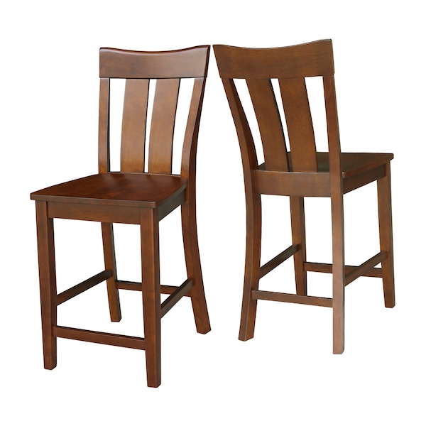 International Concepts Ava Solid Wood Counter Height Bar Stool - 24" Seat Height - Espresso - S581-132