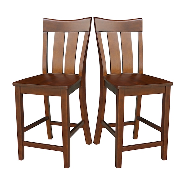 International Concepts Ava Solid Wood Counter Height Bar Stool - 24" Seat Height - Espresso - S581-132