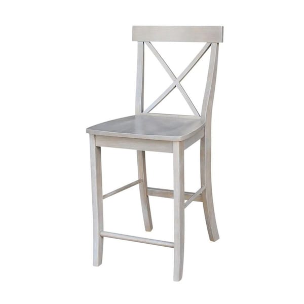 International Concepts X-Back Counterheight Stool - Washed Gray Taupe - S09-6132